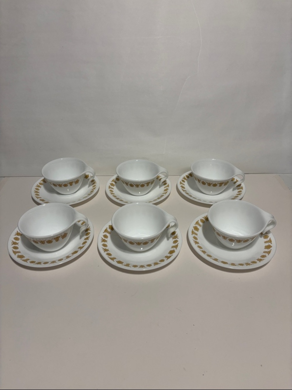 Vintage Corelle Butterfly Gold Cup and Saucer Set 6